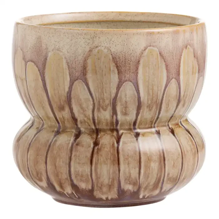 Tonal Brown Reactive Glaze Ceramic Stacked Planter