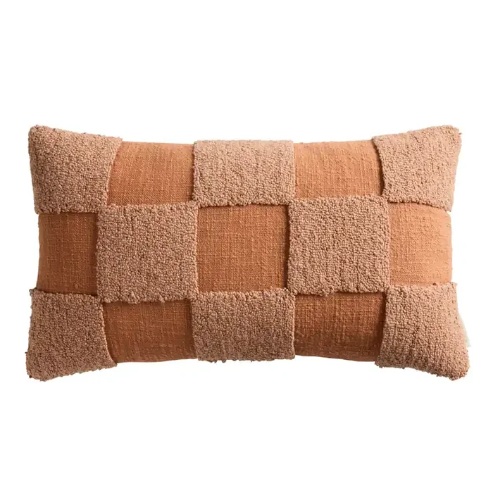 Tonal Checkered Indoor Outdoor Lumbar Pillow