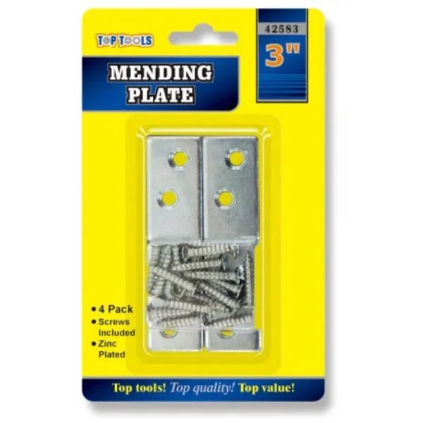 Top Tools Mending Plates Zinc 3” 4 pcs