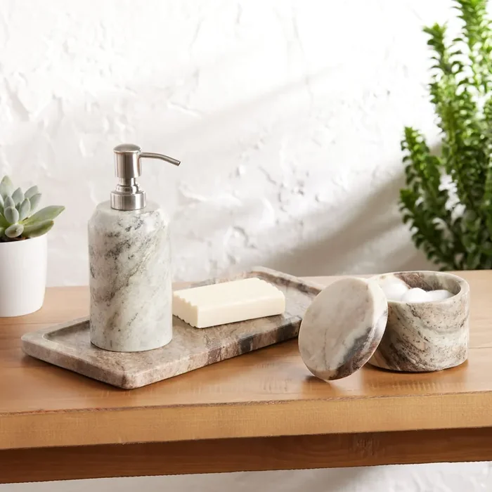 Toronto Brown Marble Bathroom Accessories Collection