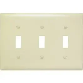 TradeMaster(TM) Thermoplastic Wall PlateCC of 123 Gang of 3 Toggle Switch OpeningsIvory