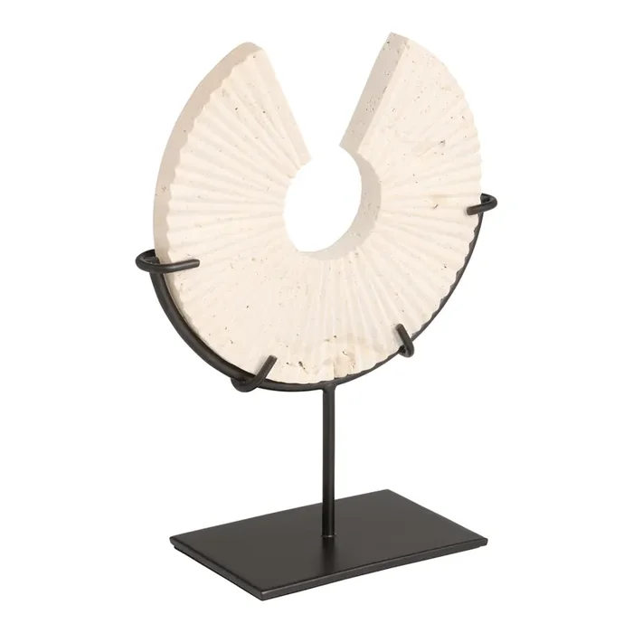 Travertine Stone Medallion Decor on Metal Stand