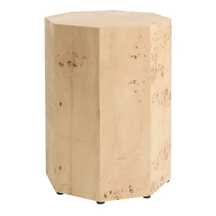 Trenton Natural Wood Faceted Octagon Side Table