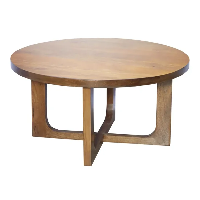 Trig Round Polished Mango Wood Coffee Table