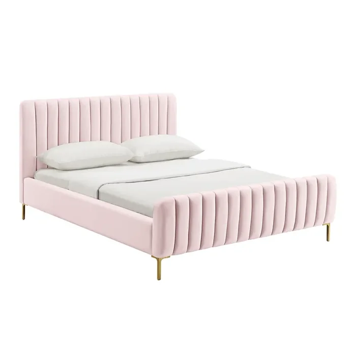 Tristin Velvet Channel Platform Bed