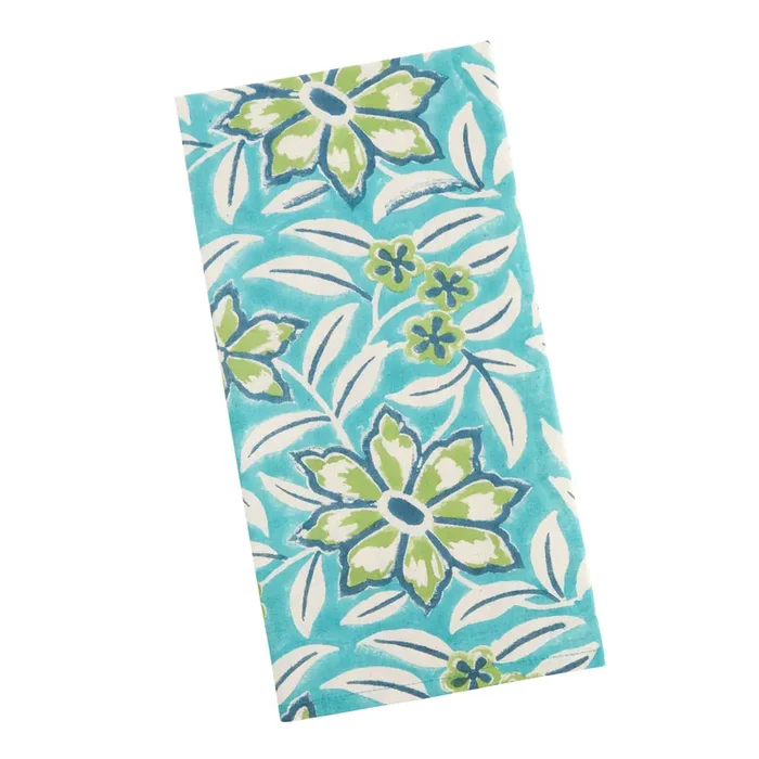 Tropical Floral Block Print Kitchen Towel
