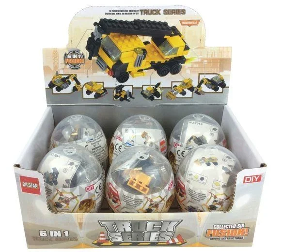 Truck Building Bricks Toy Set in Capsule – Case of 6