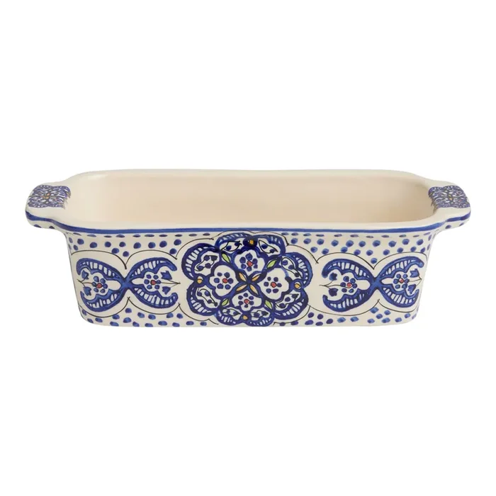 Tunis White and Blue Ceramic Loaf Pan