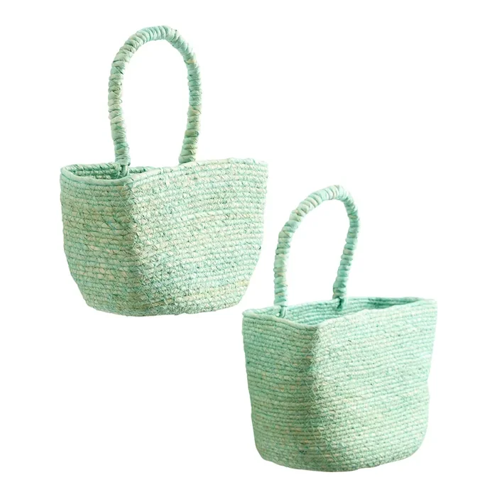 Turquoise Natural Fiber Hanging Basket