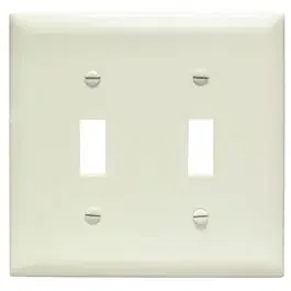 Two Toggle Switch Opening Nylon Wall Plate, Two Gang, Almond