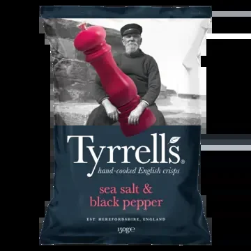 Tyrrells Sea salt and black pepper crisps