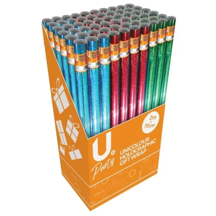 Unicolour Holographic Gift Wrap Roll 2m x 70cm