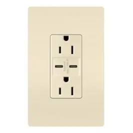 USB Charger Wall Plate With Duplex Outlet, Type A/C, Almond, 6.0A, 15-Amp
