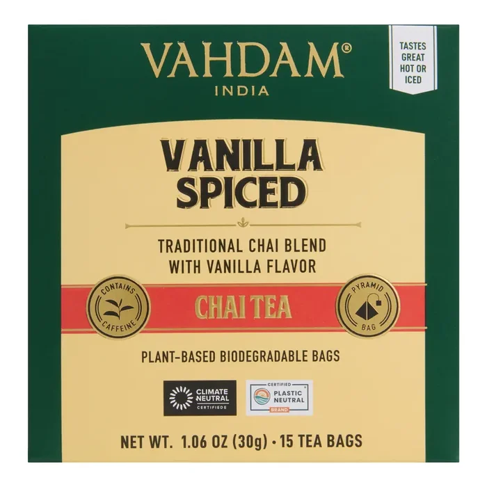 VAHDAM India Vanilla Spiced Chai Tea Bags 15 Count