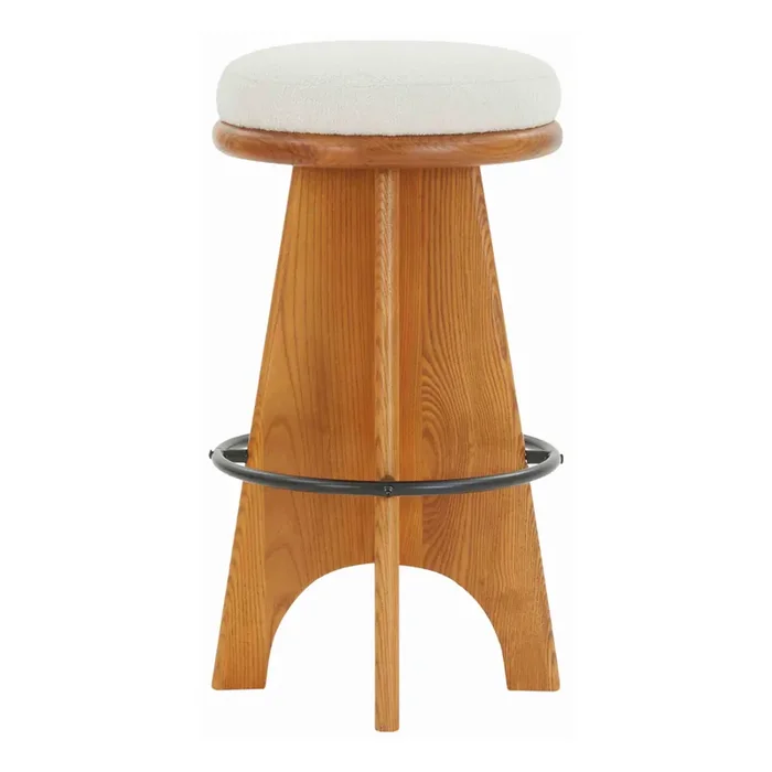 Vaughn Wood Backless Upholstered Swivel Counter Stool