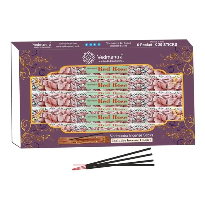 Vedmantra Red Rose Incense Sticks 6 Pack