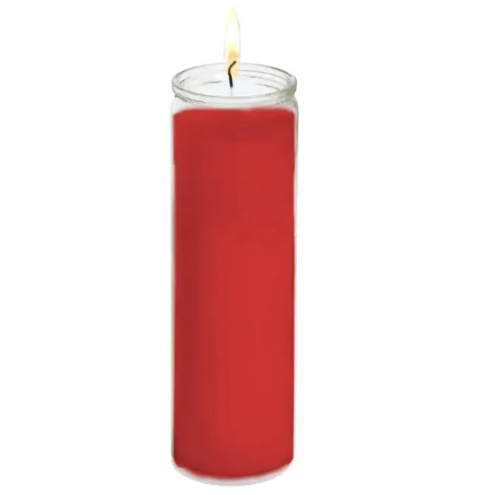Vel Mex Solid Red Ceremonial White Candle Gigante cup