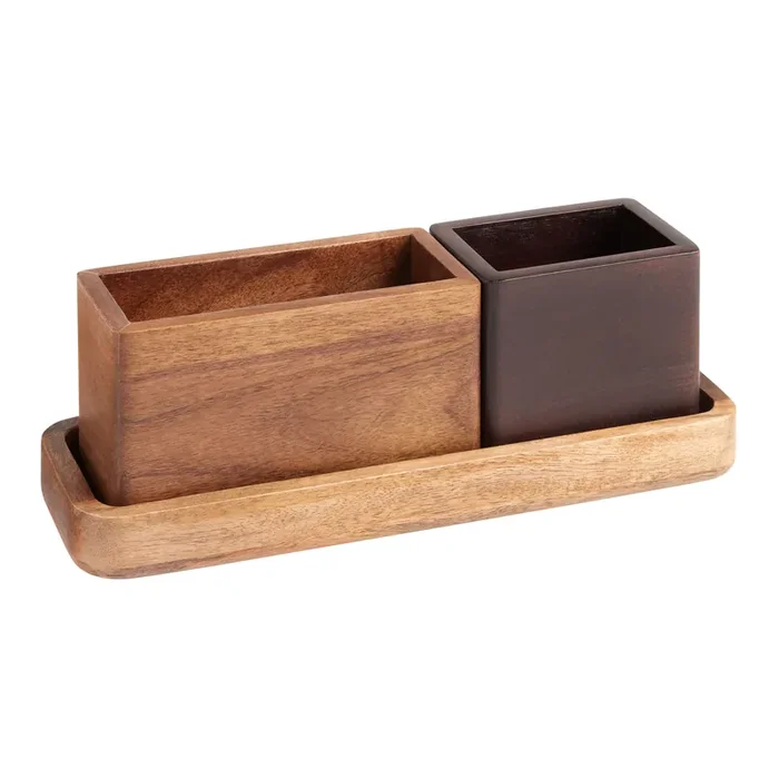 Vera Wood Desktop Nesting Containers 3 Piece Set