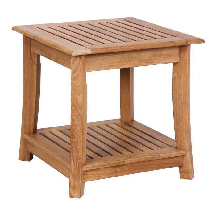 Vero Square Teak Wood End Table with Shelf