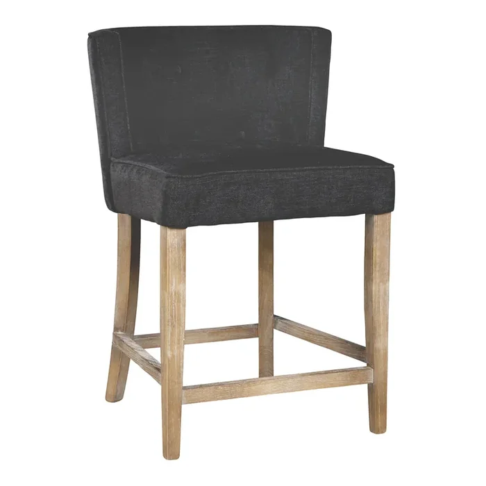 Vida Black Tufted Upholstered Counter Stool