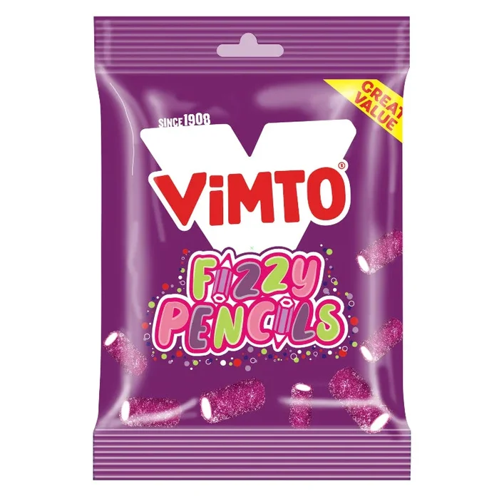 Vimto Sour Fizzy Mini Pencils 140g – Case of 10