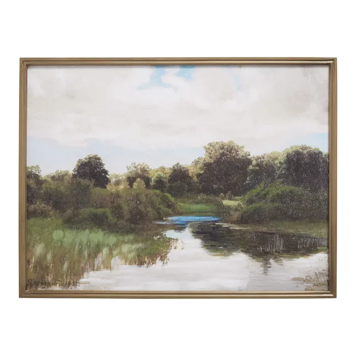 Vintage Pond Landscape By Joakim Skovgaard Framed Wall Art