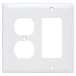 Wall Plate, 2-Gang, Decorator & Duplex, White Nylon