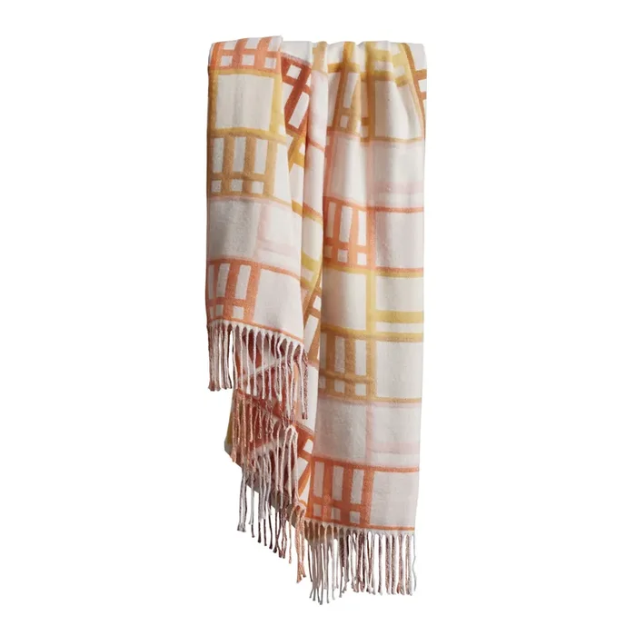 Warm Multicolor Scandinavian Tile Throw Blanket