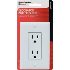 White 2-Pole 3-Wire Grounding Decorator Duplex Receptacle