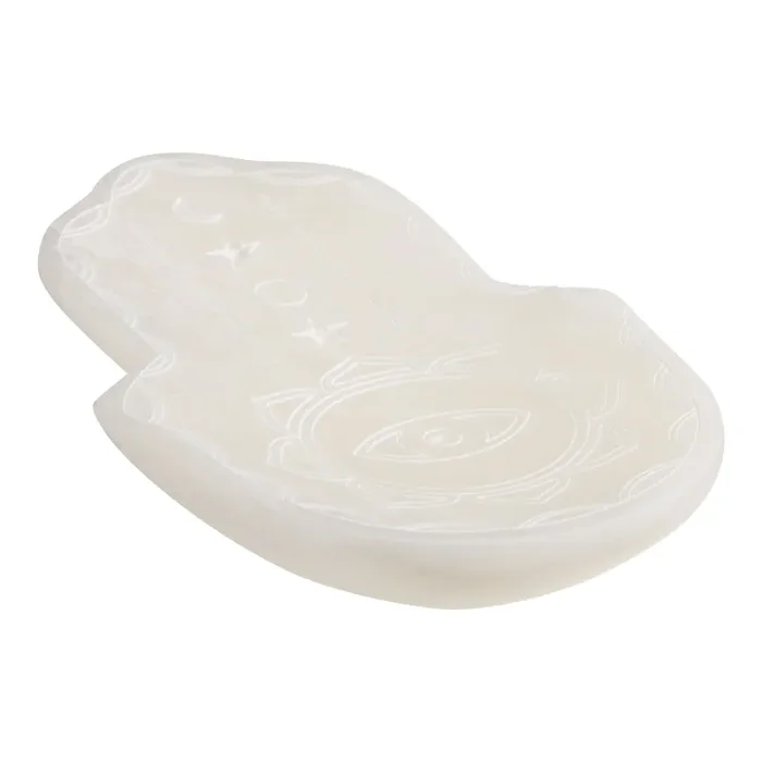 White Alabaster Hamsa Hand Soap Dish
