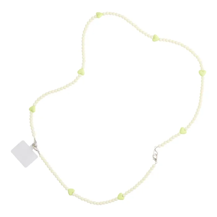 White and Green Heart Bead Detachable Cell Phone Strap 2 Piece