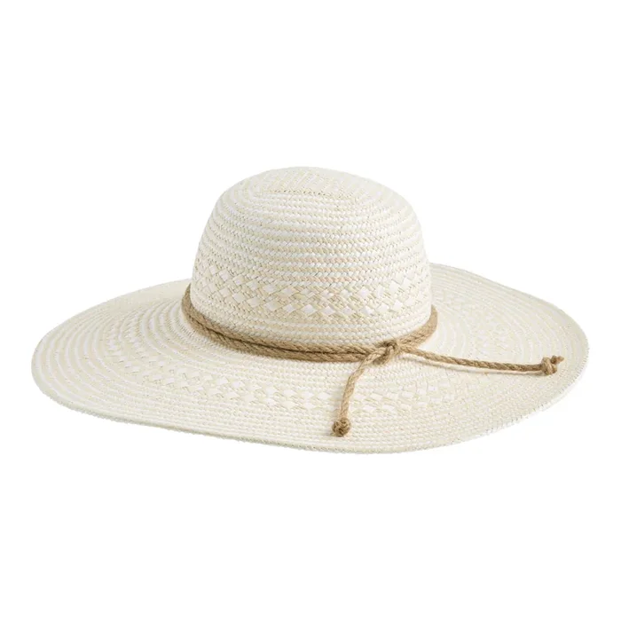 White And Tan Two Tone Straw Sun Hat