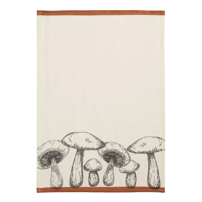 White and Terracotta Mushroom Kitchen Towel