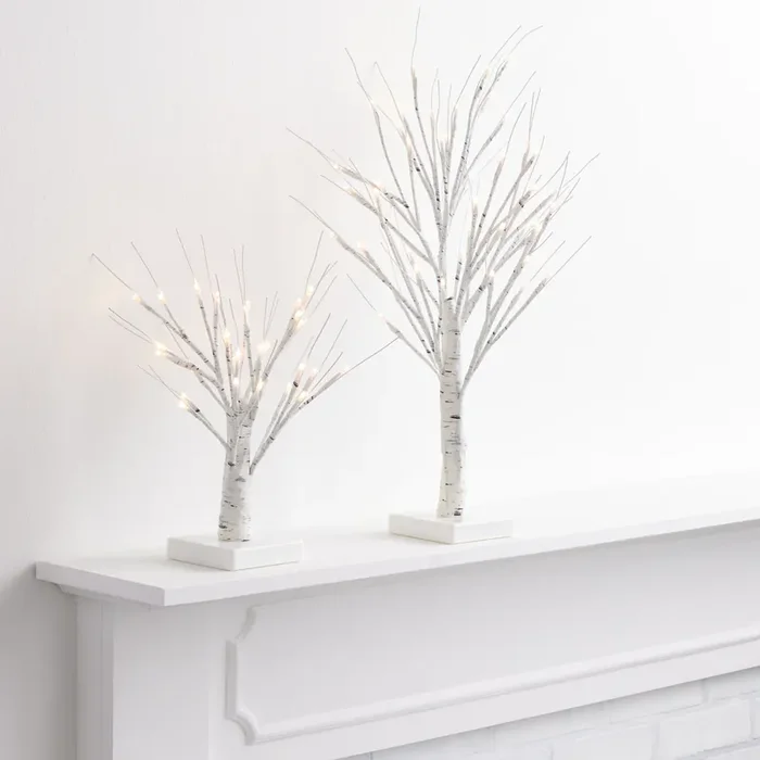 White Birch Micro LED Battery Operated Tree Decor