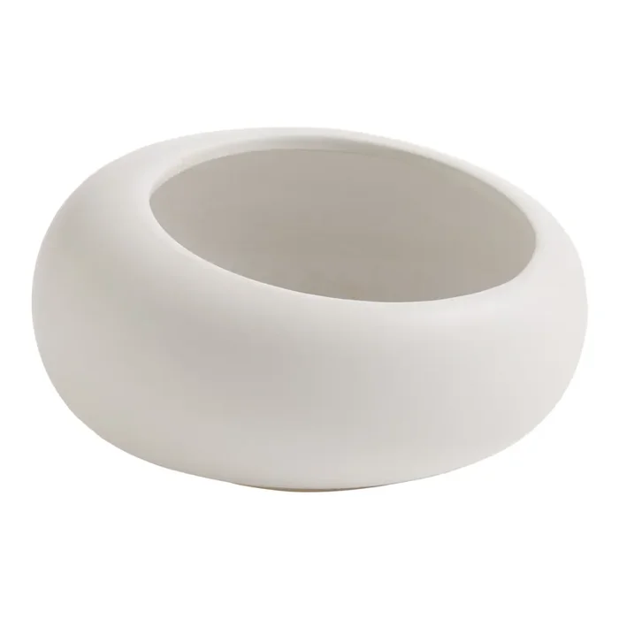 White Ceramic Asymmetrical Bowl Planter