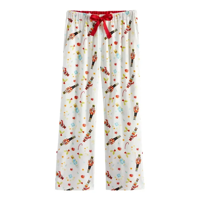 White Cotton Nutcracker Pajama Pants