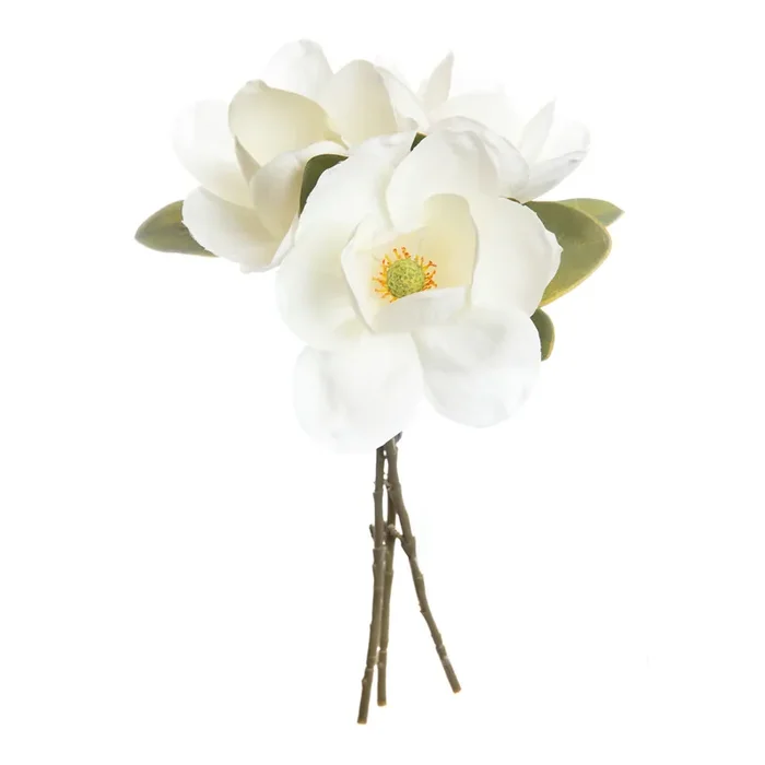 White Faux Magnolia Bunch