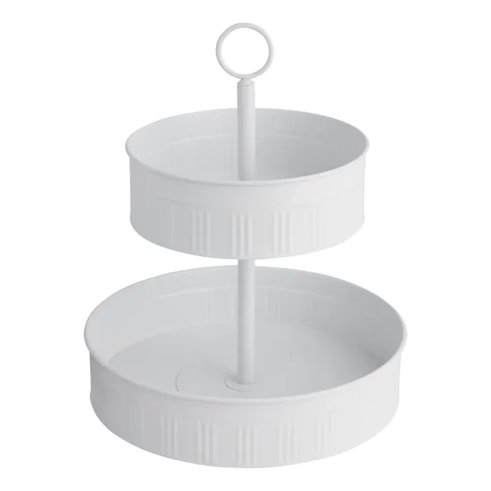 White Galvanized Steel 2 Tier Serving Stand