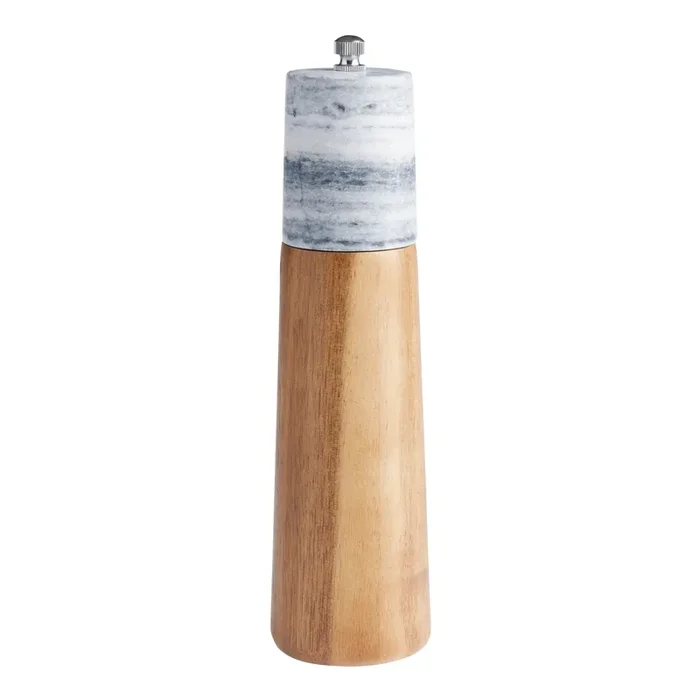 White Marble and Acacia Wood Spice Grinder