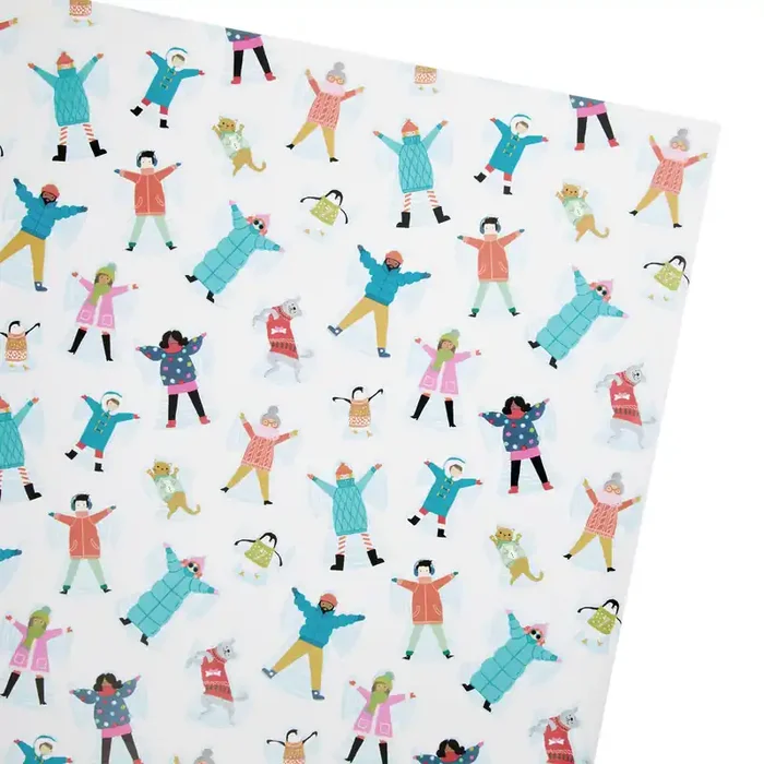 White Multicolor Snow Day Holiday Wrapping Paper Roll
