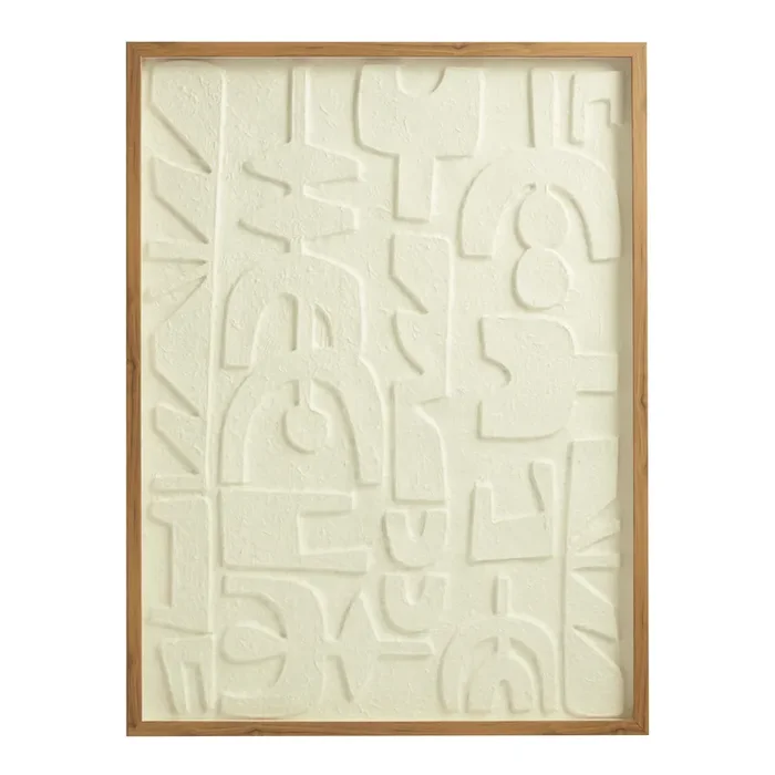 White Rice Paper Abstract Glyph Shadow Box Wall Art