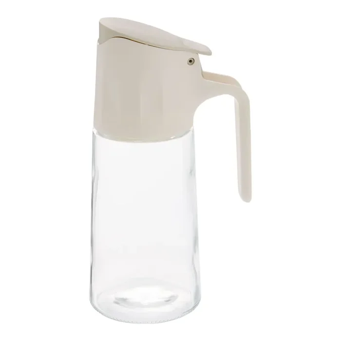 White Silicone and Glass Oil Dispenser Bottle