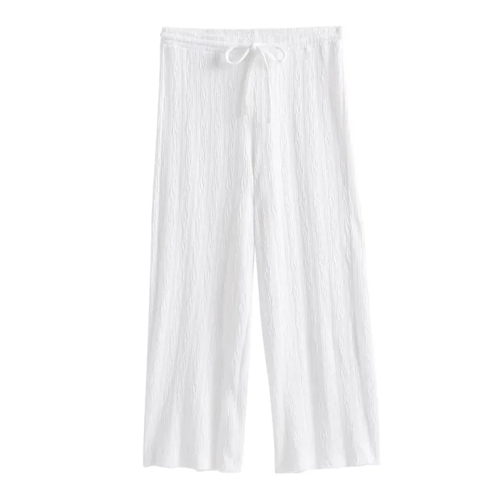 White Textured Lounge Pants