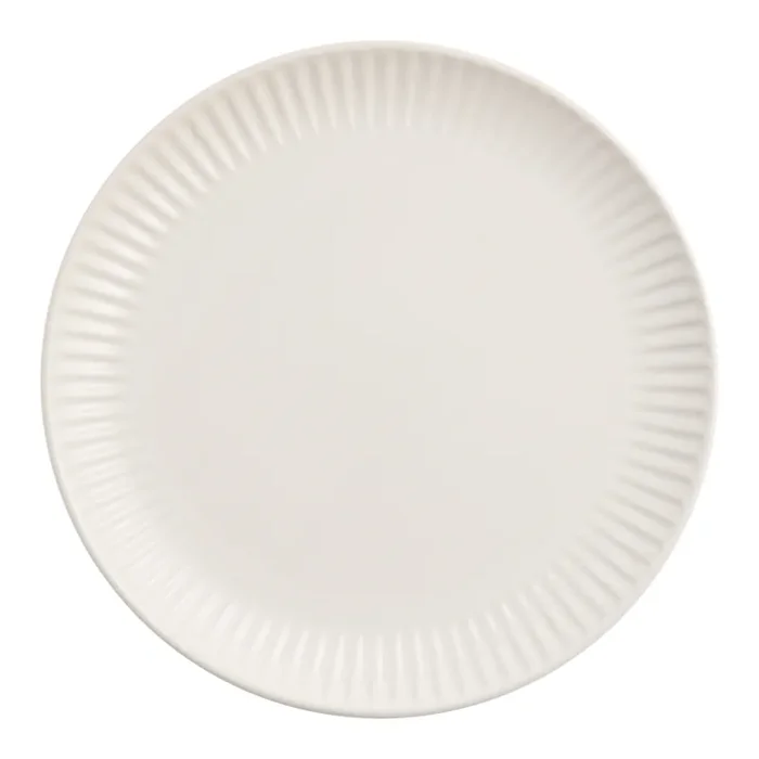 White Whittle Ribbed Dinner Plate