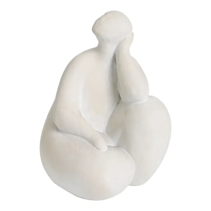 Whitewash Resting Figurative Sculpture Decor