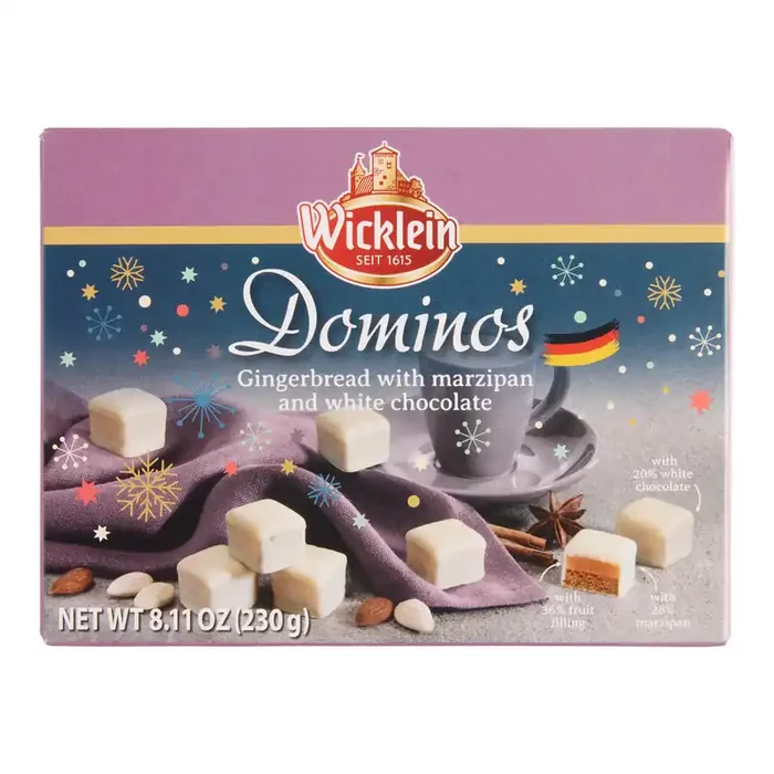Wicklein White Chocolate Gingerbread and Marzipan Dominos