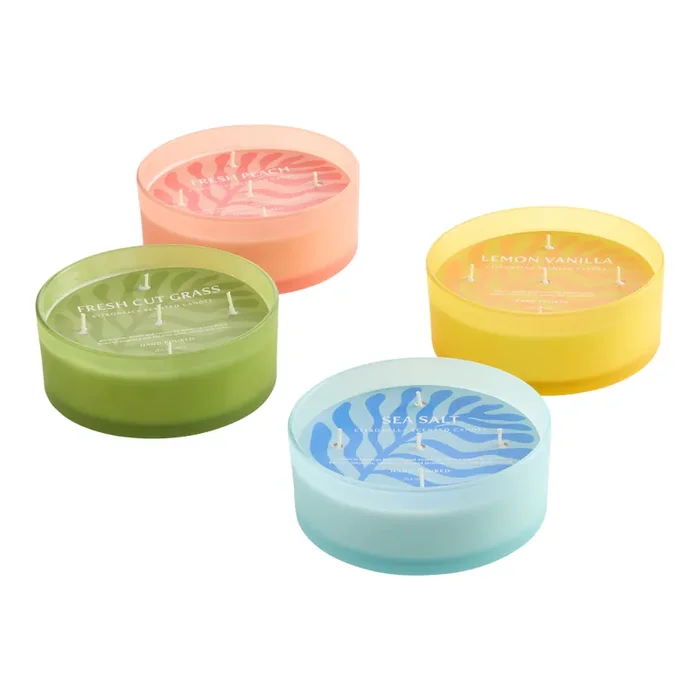 Wide Frosted Glass 5 Wick Scented Citronella Candle