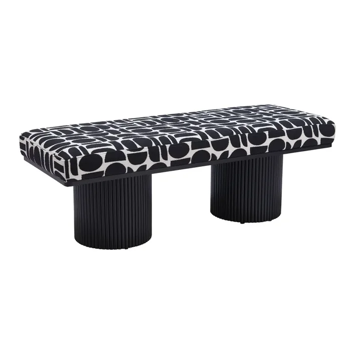 Wiley Black and White Geo Upholstered Bench