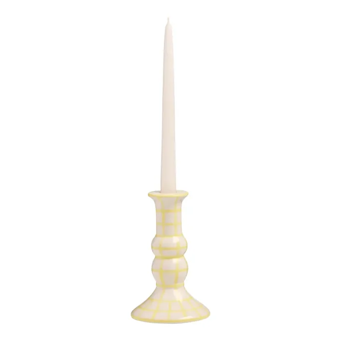 Windowpane Ceramic Taper Candle Holder