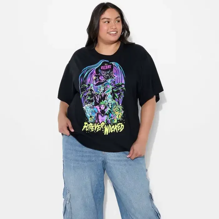 Women‘s Disney Villains Oversized Short Sleeve Graphic T-Shirt – Black S